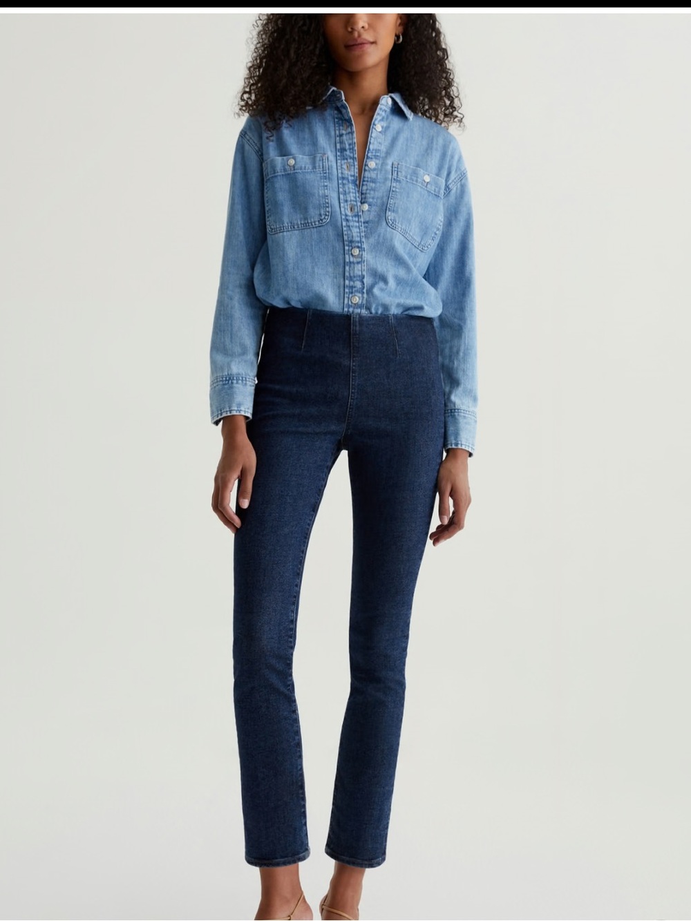Ag Adriano Goldschmied High-Rise Slim Straight Jeans in Deep Blue Wash